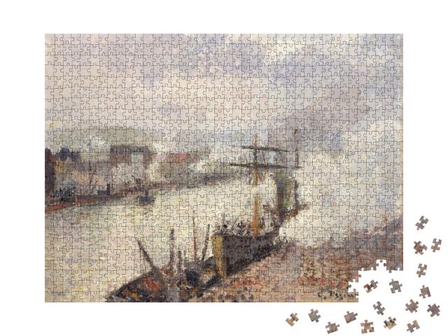 Puzzle de 1000 pièces « Camille Pissarro - Bateaux à vapeur dans le port de Rouen »