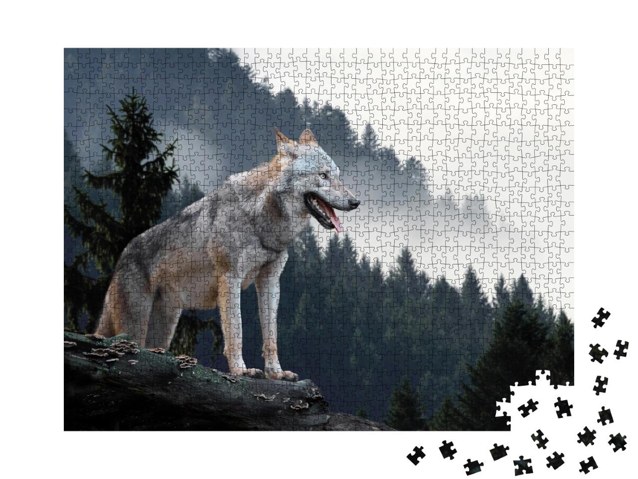 Puzzle de 1000 pièces « Timberwolf dans les montagnes »