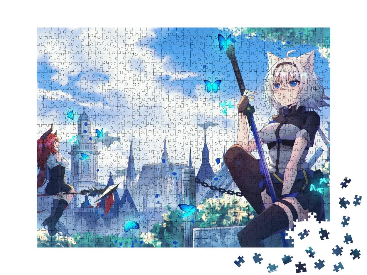 Puzzle de 1000 pièces « Fille d'anime au style félin »