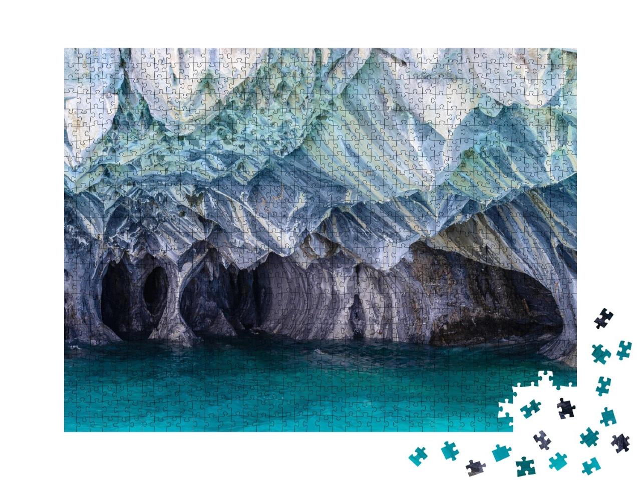 Puzzle de 1000 pièces « Grottes de marbre du lac General Carrera au Chili »