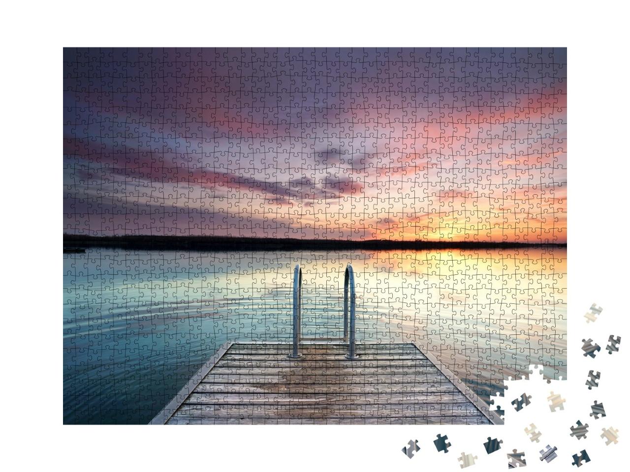 Puzzle de 1000 pièces « Beau coucher de soleil sur la plage »