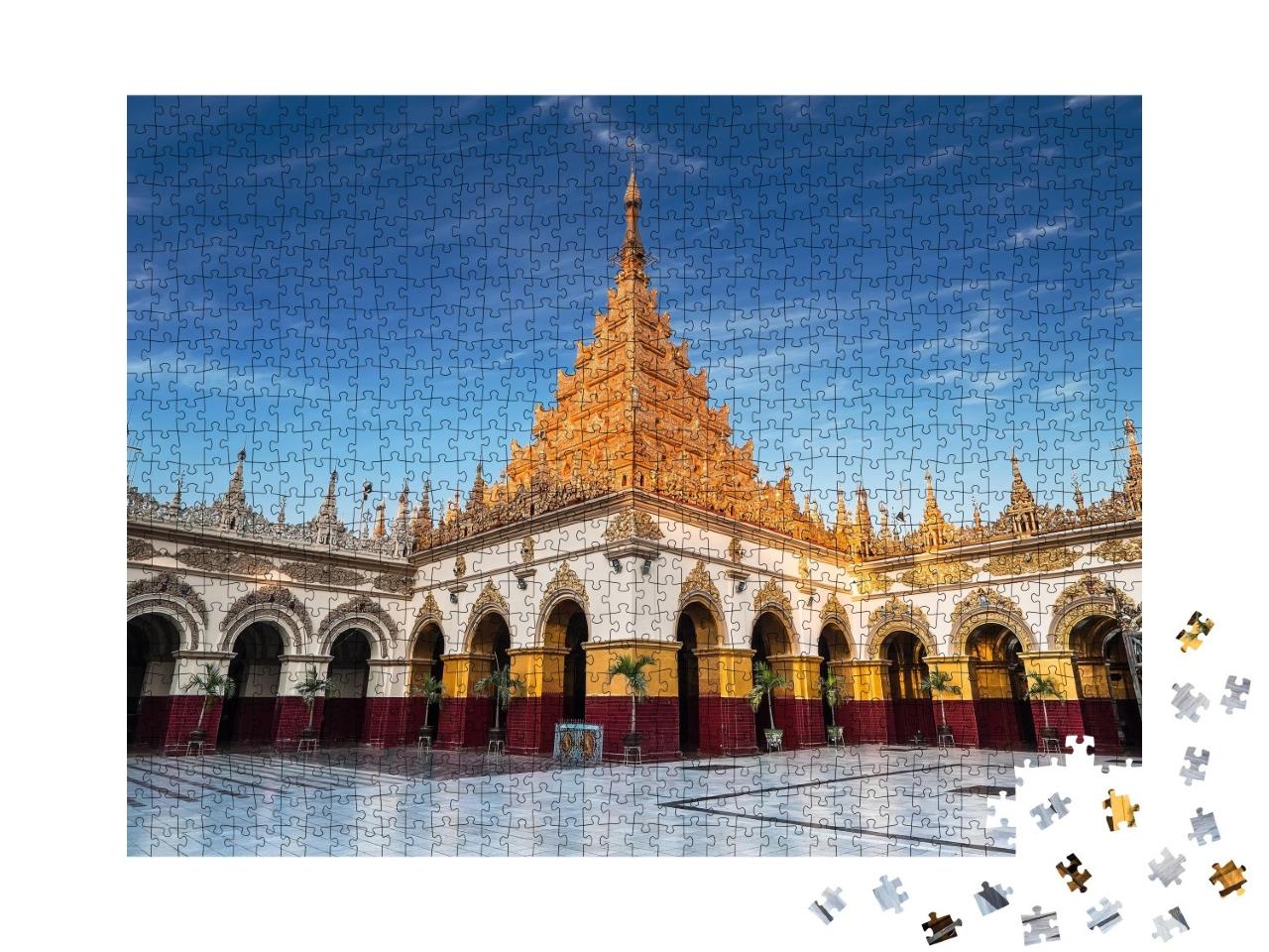 Puzzle de 1000 pièces « Architecture impressionnante du temple bouddhiste de Mandalay, Myanmar »