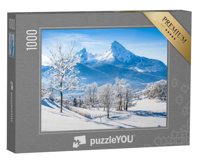 Puzzle de 1000 pièces « Berchtesgaden et le massif du Watzmann au lever du soleil, Berchtesgadener Land, Allemagne »