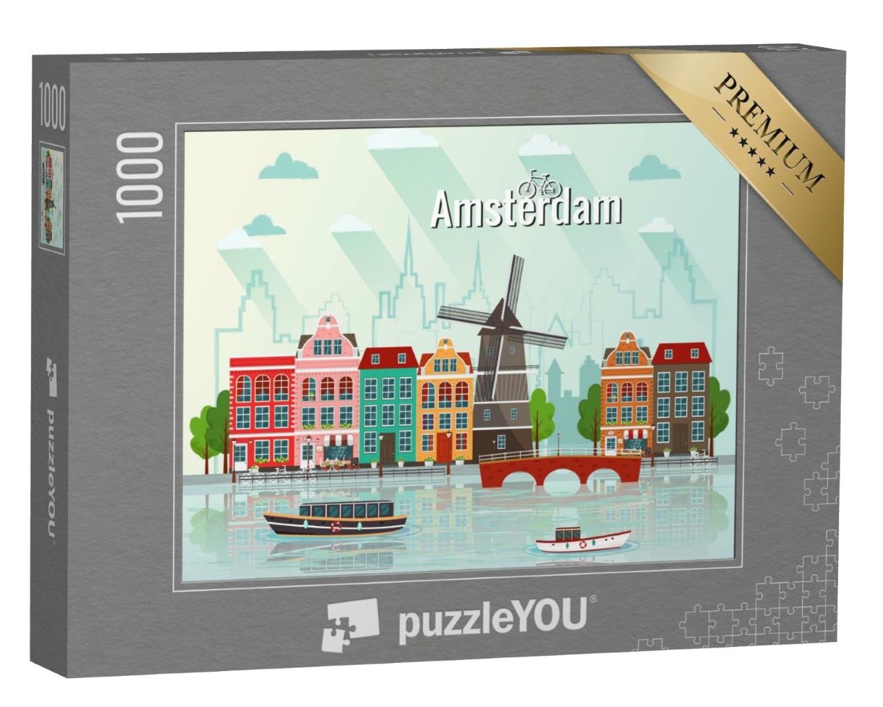 Puzzle de 1000 pièces « Illustration vectorielle d'Amsterdam »