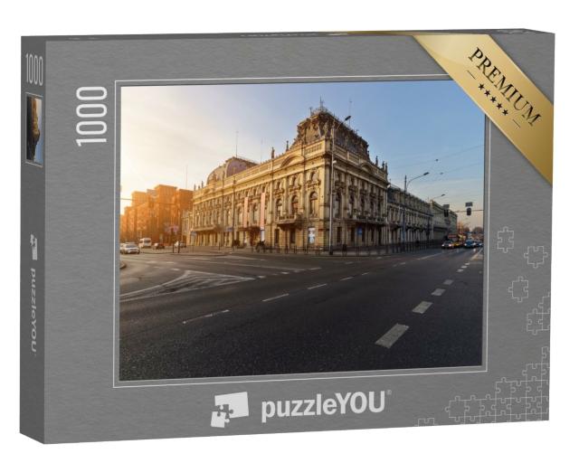 Puzzle de 1000 pièces « Coucher de soleil sur Lodz avec le Palais Poznanski, Pologne »