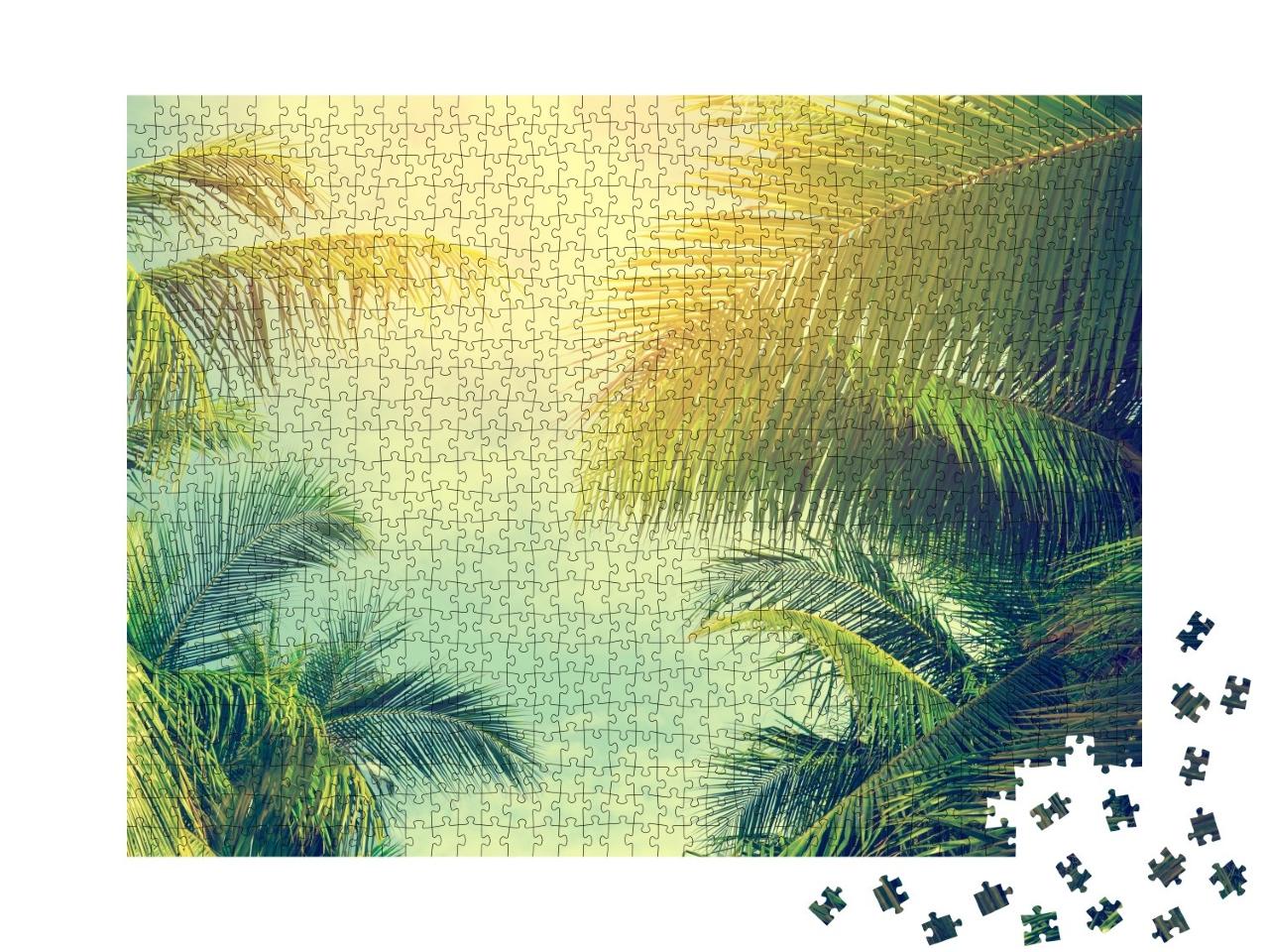 Puzzle de 1000 pièces « Des palmiers sous un ciel bleu »