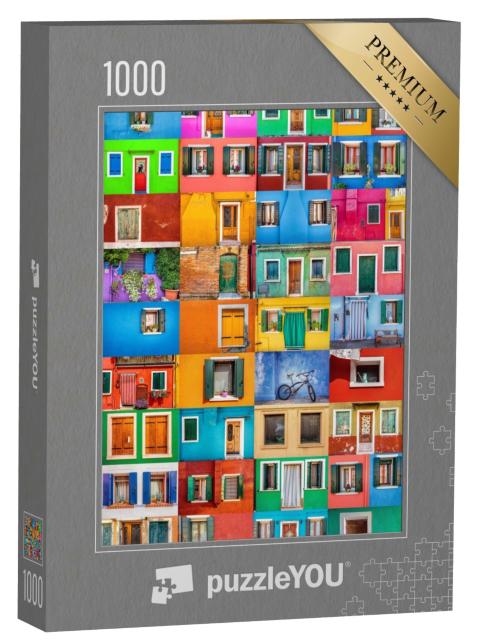Puzzle de 1000 pièces « Collage de maisons colorées de l'île de Burano, Italie »
