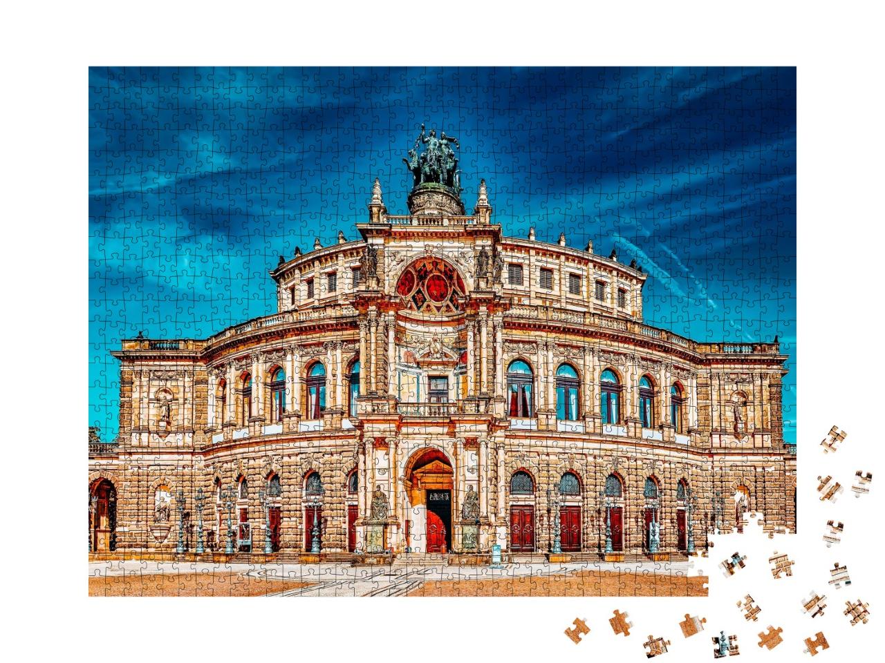 Puzzle de 1000 pièces « Impressionnant opéra Semper, Dresde, Allemagne »