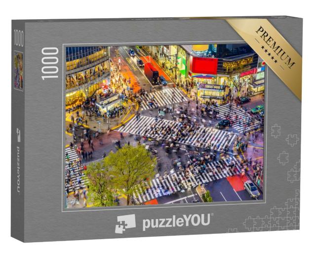 Puzzle de 1000 pièces « Vue du carrefour de Shibuya, l'un des passages piétons les plus fréquentés au monde, Tokyo, Japon »