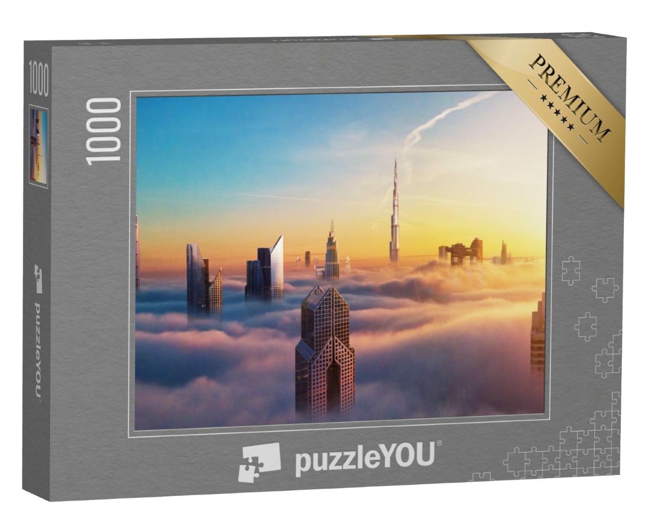 Puzzle de 1000 pièces « Dubaï au coucher du soleil, vue panoramique du centre-ville »