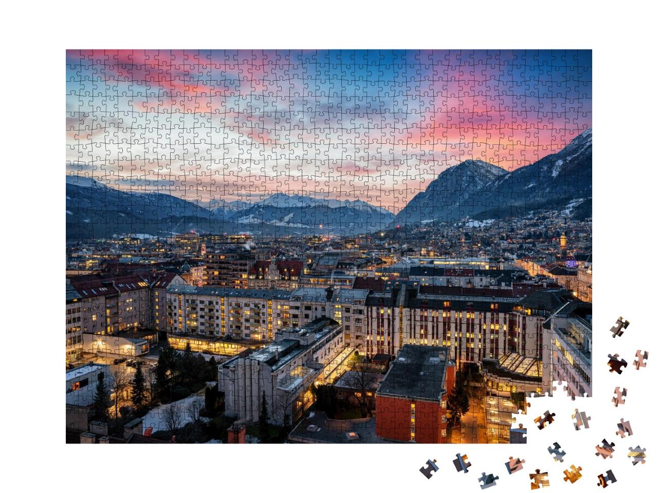 Puzzle de 1000 pièces « Crépuscule hivernal à Innsbruck »