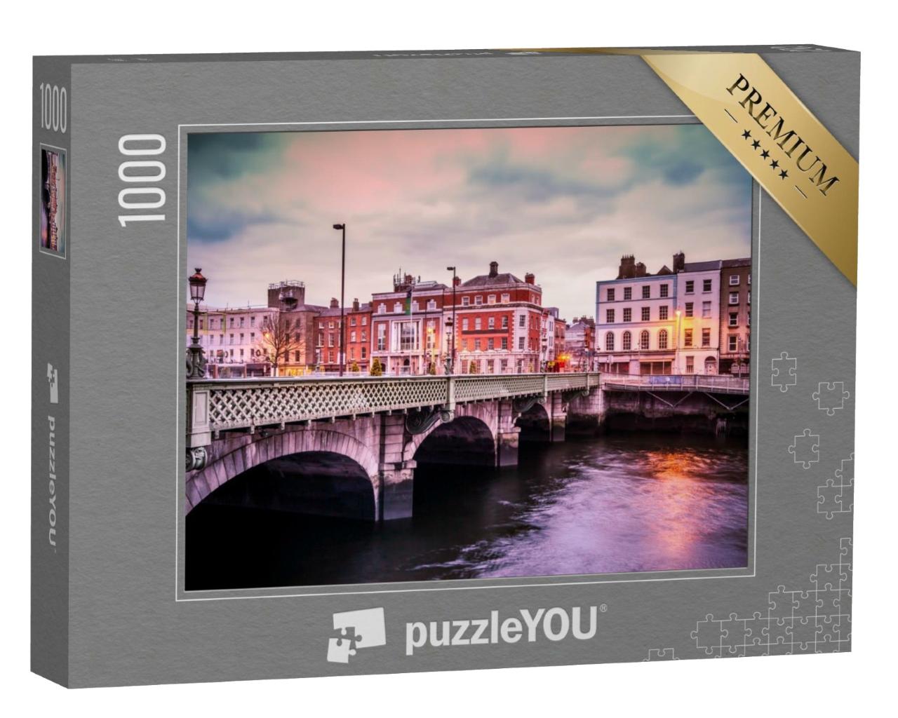 Puzzle de 1000 pièces « Le soir, le pont Grattan surplombe la Liffey, Dublin, Irlande »