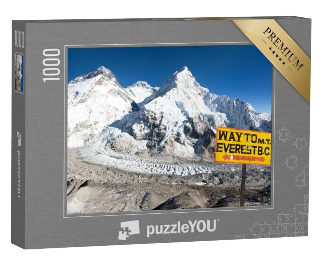 Puzzle de 1000 pièces « Panneau indicateur du camp de base du mont Everest, Népal »