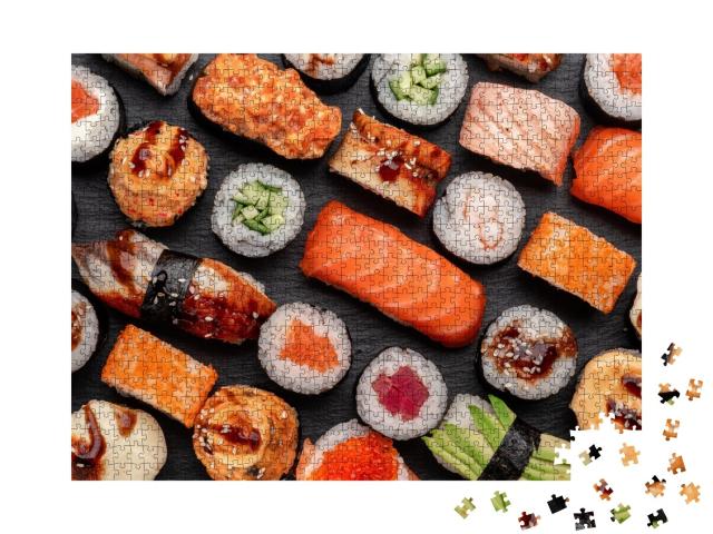 Puzzle de 1000 pièces « Sushi nigiri et maki sur ardoise »