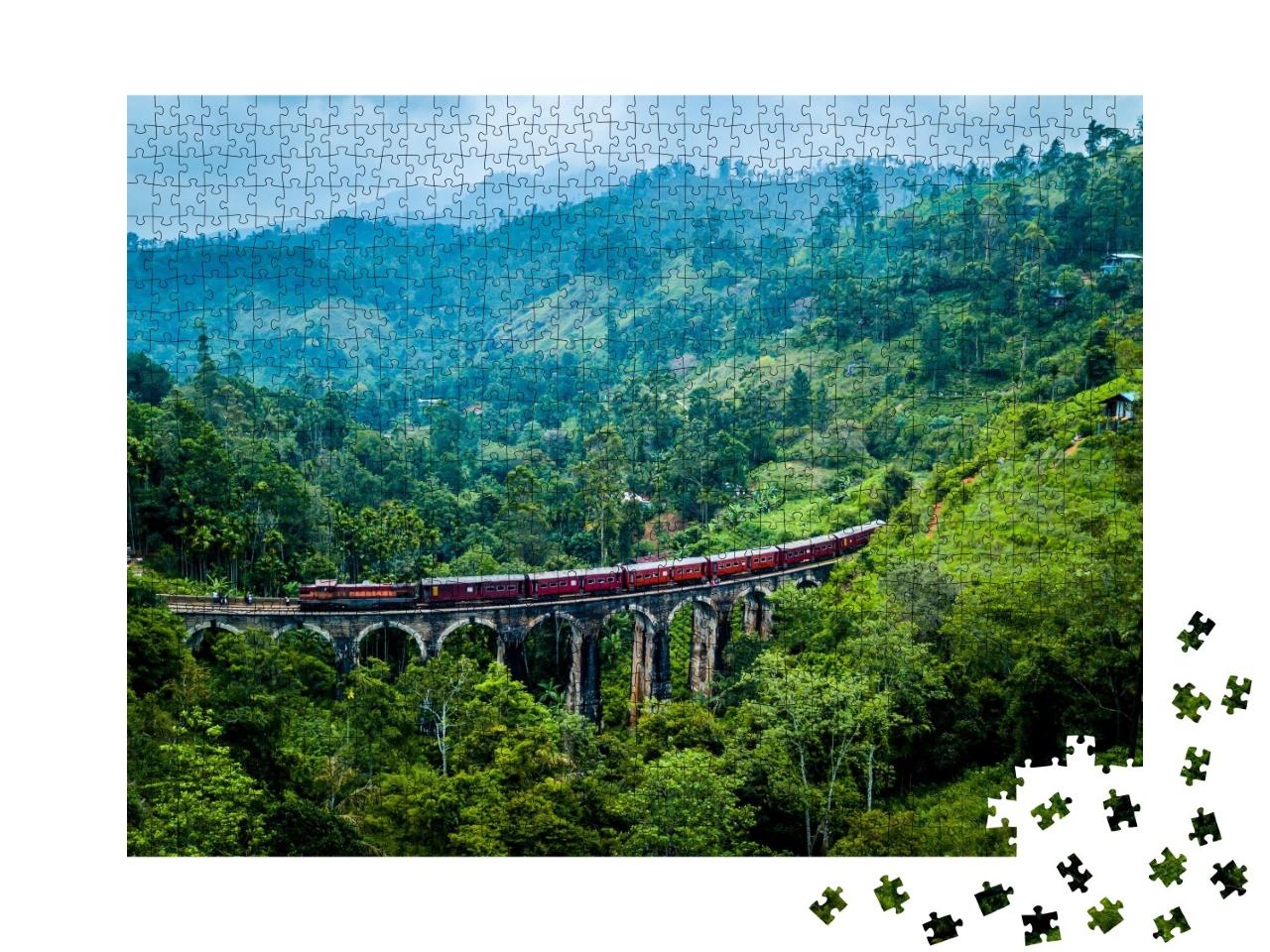 Puzzle de 1000 pièces « Vue aérienne du gracieux pont à neuf arches, Sri Lanka »
