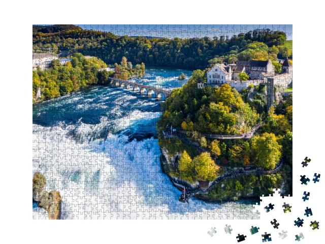 Puzzle de 1000 pièces « Château de Laufen sur les chutes du Rhin en Suisse »
