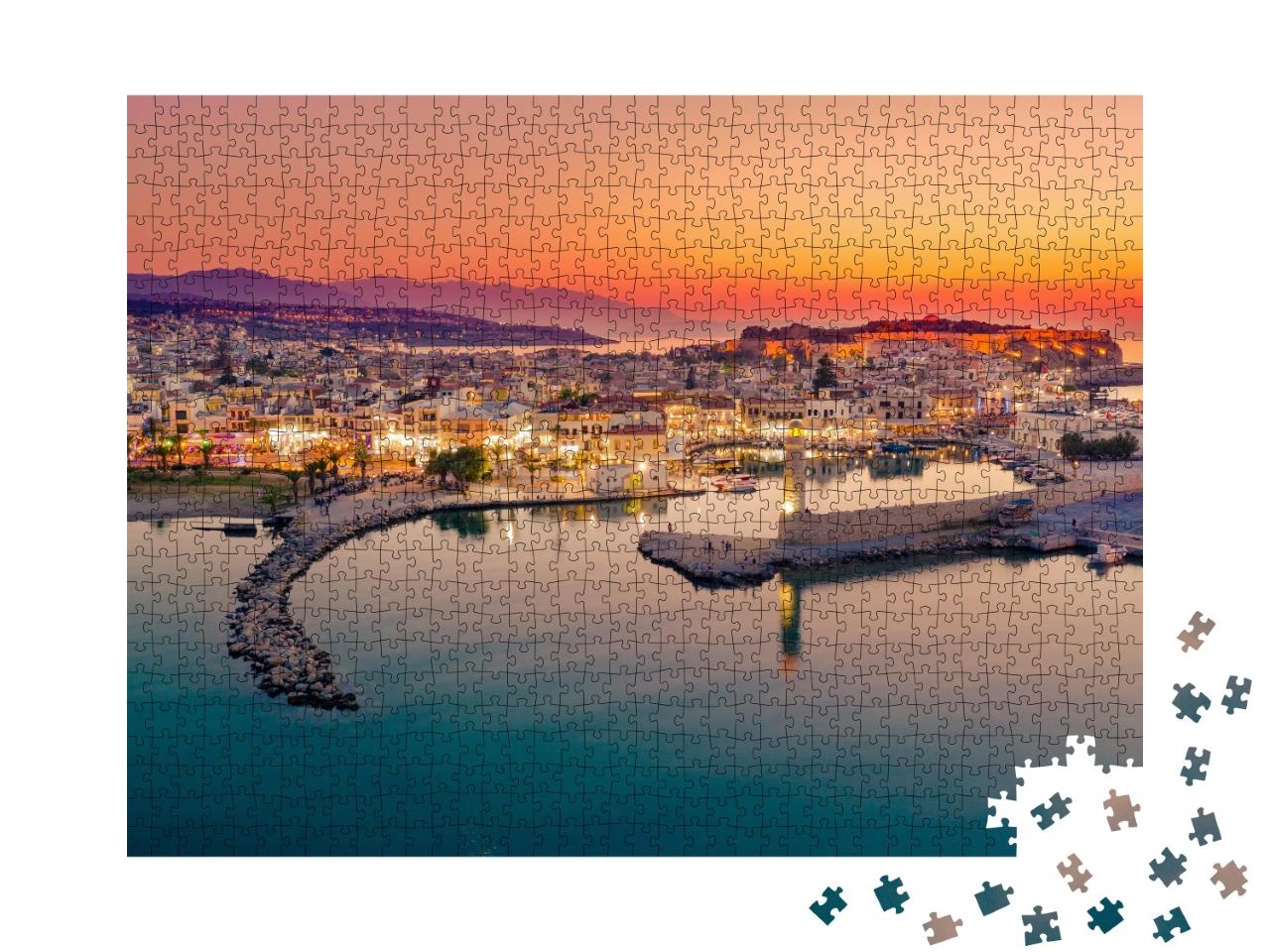 Puzzle de 1000 pièces « Le vieux port vénitien de la ville de Rethymno, île de Crète, Grèce »