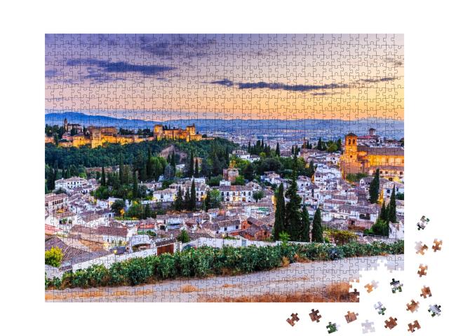 Puzzle de 1000 pièces « L'Alhambra au crépuscule, Grenade, Espagne »