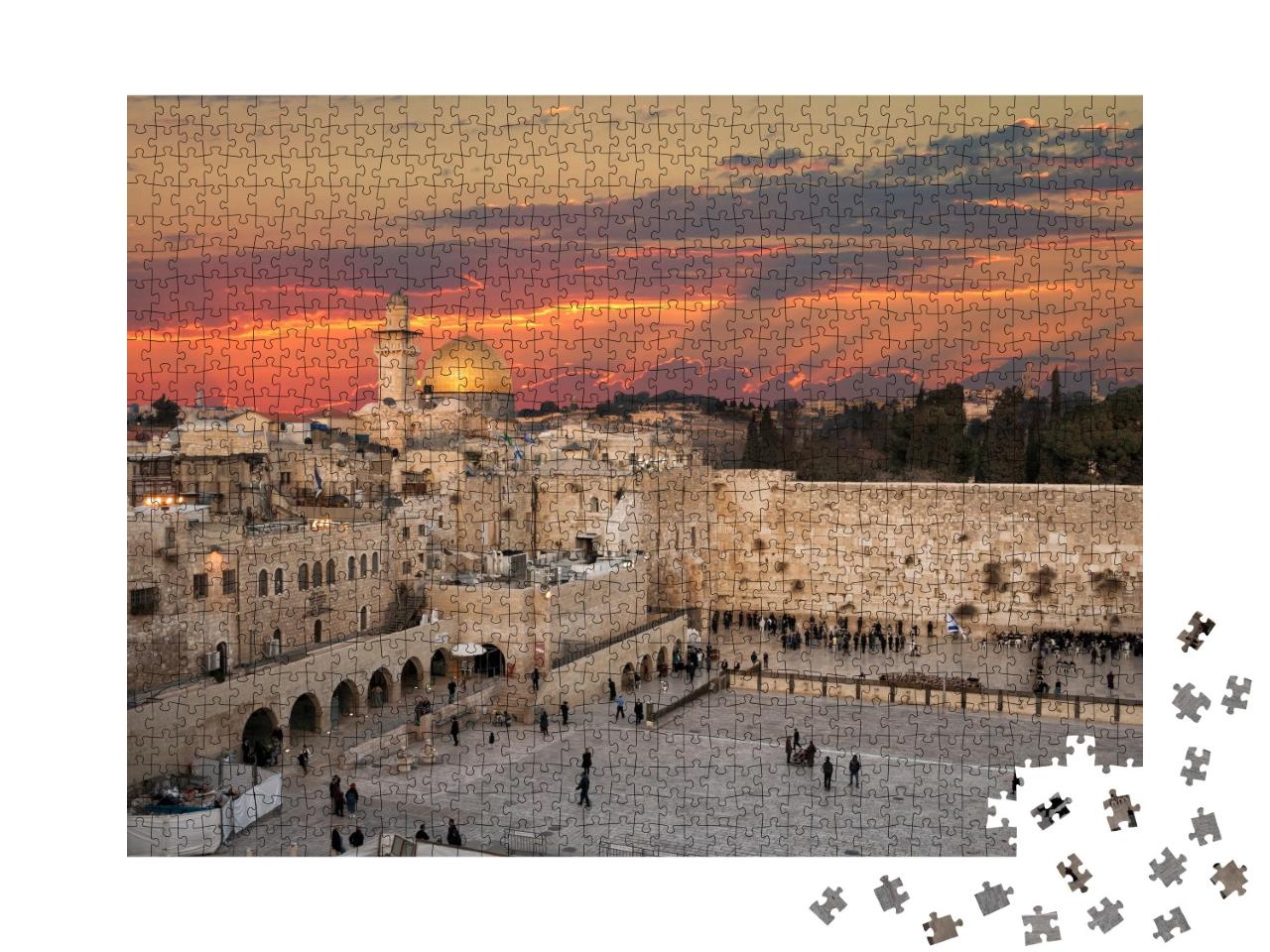 Puzzle de 1000 pièces « Mur occidental du Dôme du Rocher sur le Mont du Temple à Jérusalem, Israël »