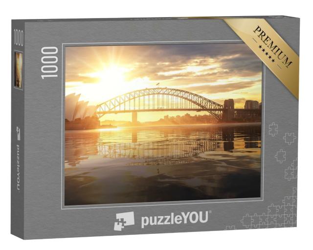 Puzzle de 1000 pièces « Opéra de Sydney avec Harbour Bridge au coucher du soleil, Australie »