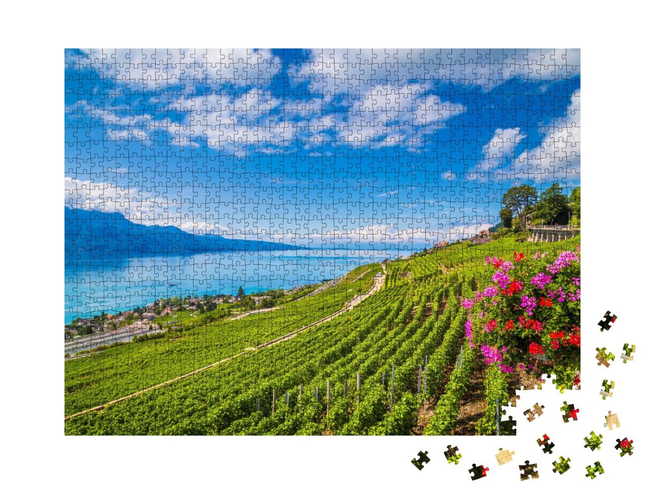Puzzle de 1000 pièces « Vignobles en terrasses de Lavaux, patrimoine mondial de l'UNESCO, Suisse »