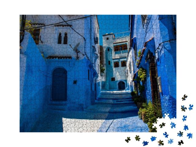 Puzzle de 1000 pièces « Rues de la ville bleue, Chefchaouen au Maroc »