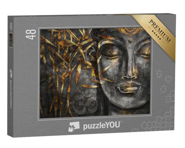 Puzzle de 48 pièces « Art numérique collage combiné avec aquarelle : Bodhisattva Buddha »