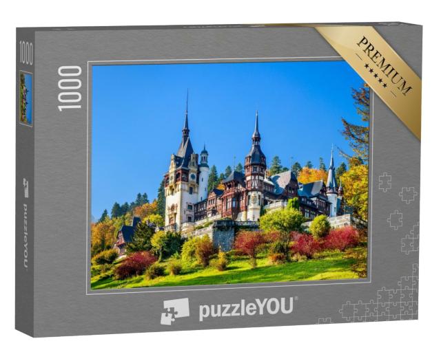 Puzzle de 1000 pièces « Le château royal de Peles avec son jardin d'agrément, Carpates, Roumanie »