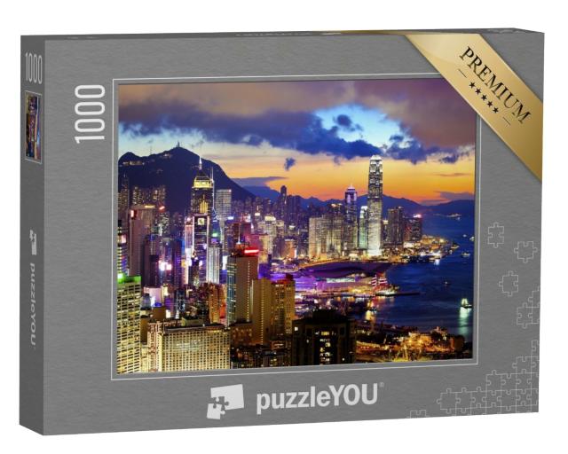 Puzzle de 1000 pièces « Hong Kong illuminée au coucher du soleil »