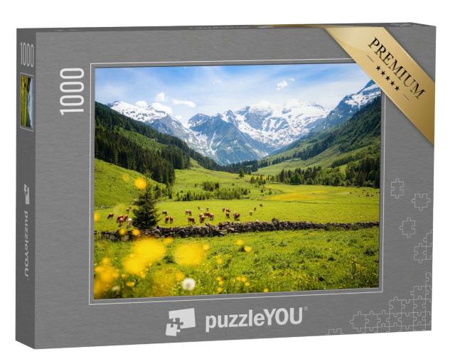 Puzzle de 1000 pièces « Paysage alpin rural avec des vaches, Parc national Hohe Tauern »