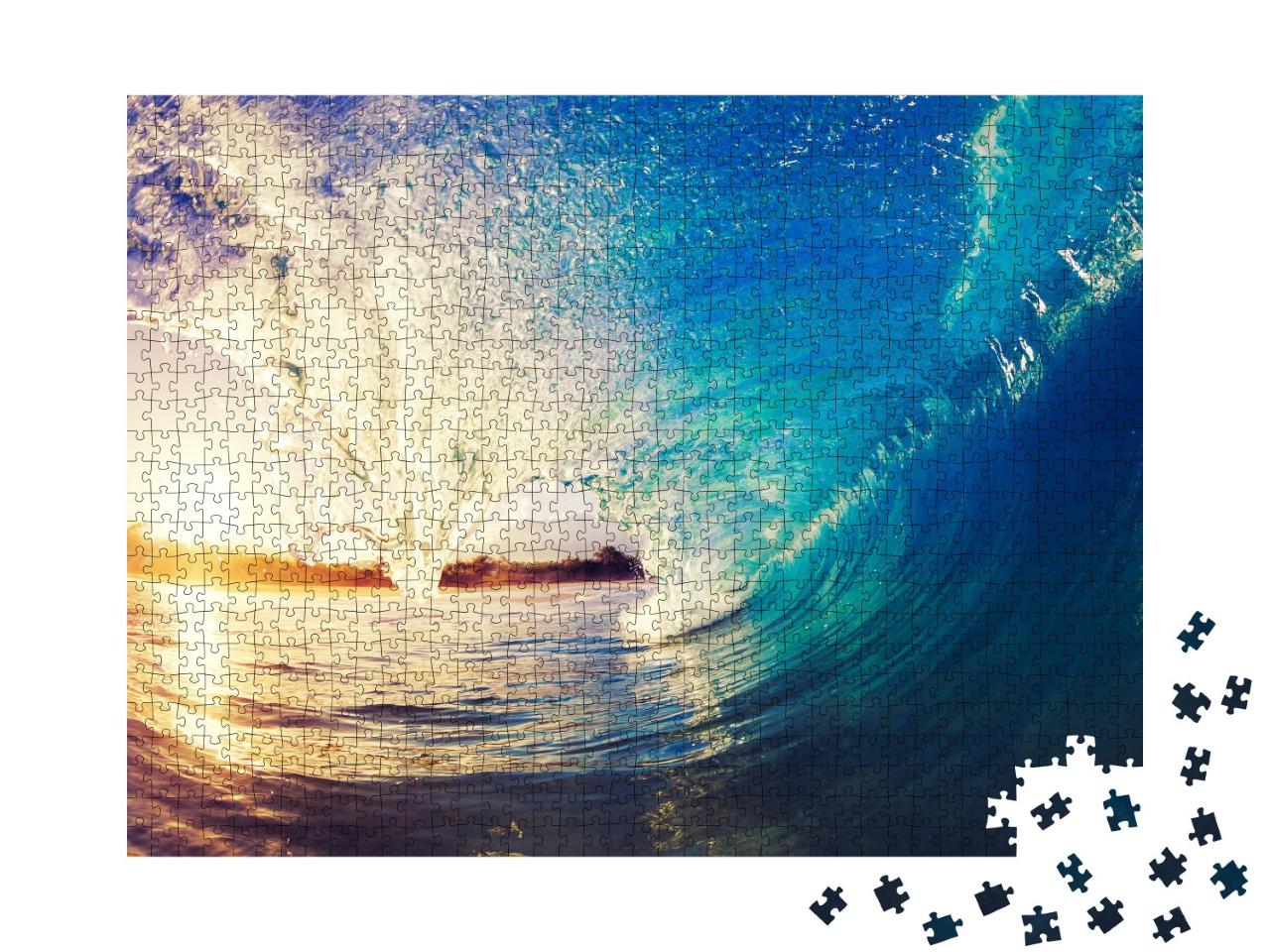 Puzzle de 1000 pièces « Lever de soleil sur un atoll tropical »