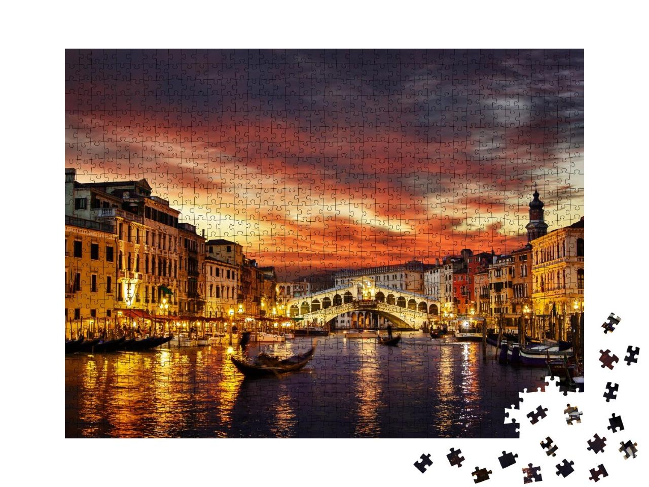 Puzzle de 1000 pièces « Pont du Rialto au coucher du soleil, Venise, Italie »