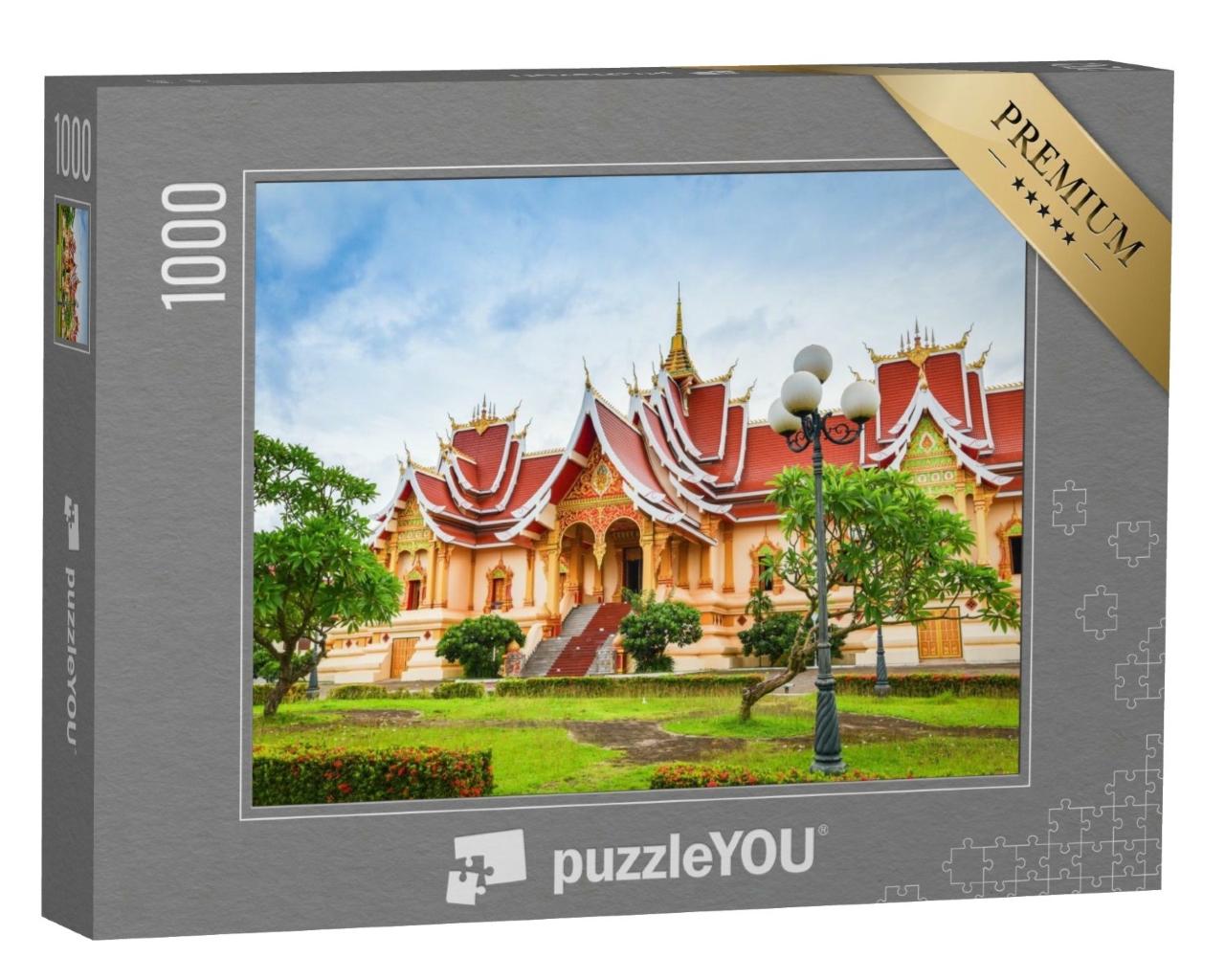 Puzzle de 1000 pièces « Magnifique architecture du temple de Vientiane, Laos »