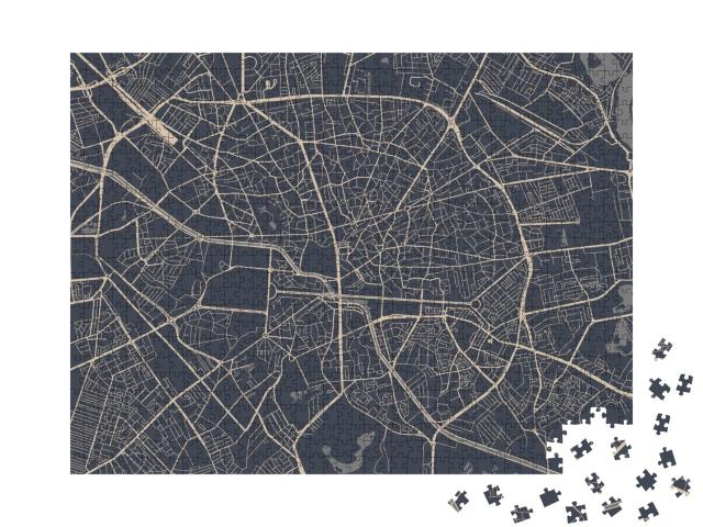Puzzle de 1000 pièces « Carte de la ville de Bucarest, Roumanie »