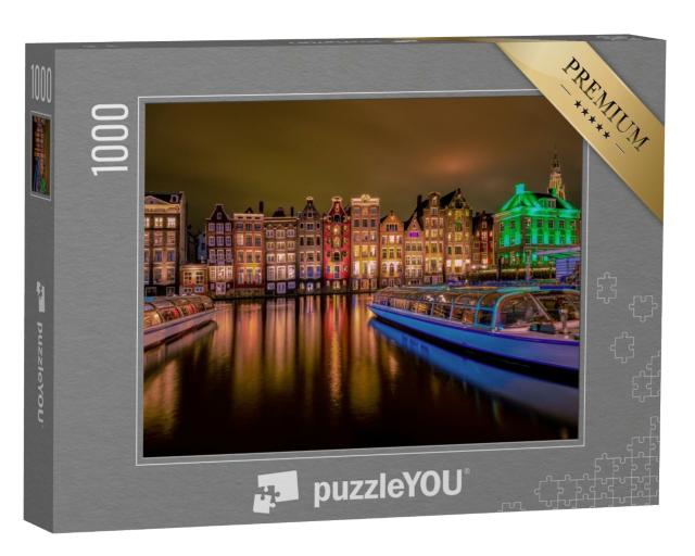 Puzzle de 1000 pièces « Maisons d'Amsterdam au crépuscule, Pays-Bas »