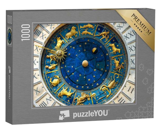 Puzzle de 1000 pièces « Signes astrologiques du zodiaque sur une horloge antique »