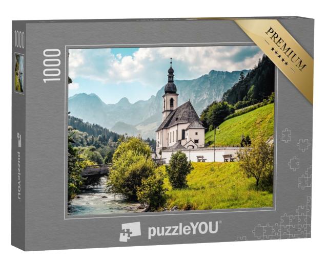 Puzzle de 1000 pièces « Paysage dans les Alpes avec l'église Saint-Sébastien »