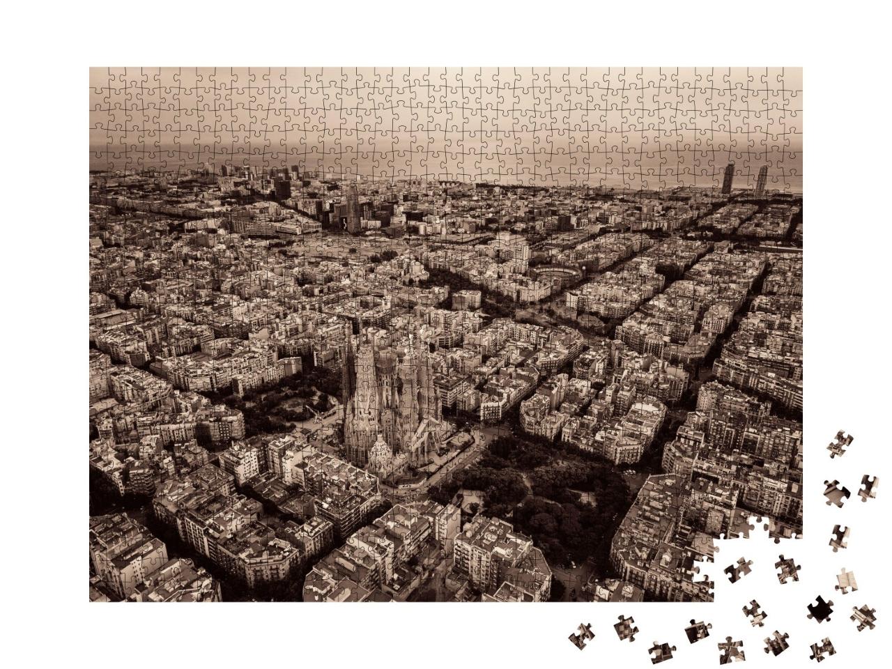 Puzzle de 1000 pièces « Vue aérienne de la basilique Sagrada Familia, Barcelone, Espagne »