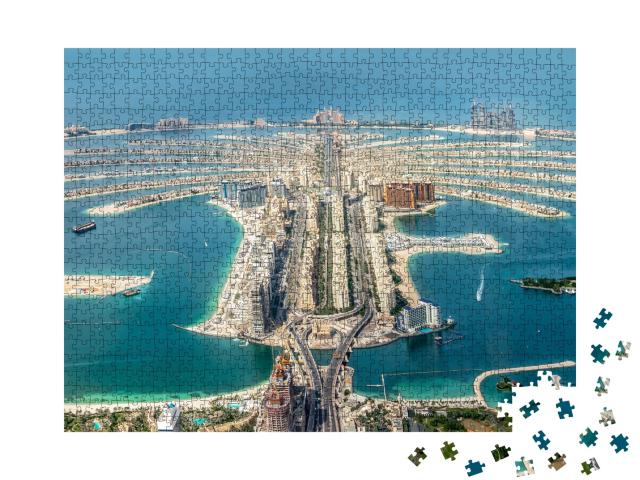Puzzle de 1000 pièces « Vue aérienne de l'île de Dubaï Palm Jumeirah, Émirats arabes unis »