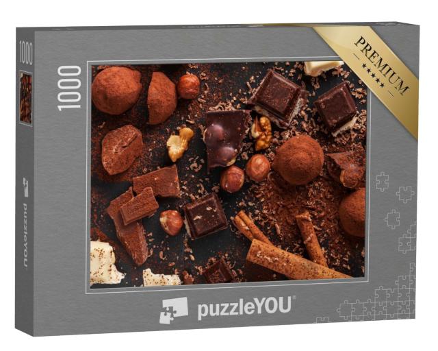 Puzzle de 1000 pièces « Diverses pralines sucrées au chocolat faites maison »