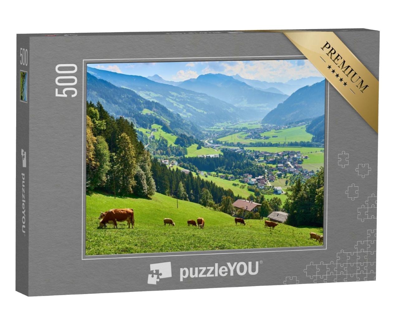 Puzzle de 500 pièces « Vue sur la belle vallée du Zillertal au Tyrol, Autriche »