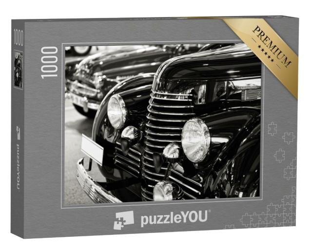 Puzzle de 1000 pièces « Voiture ancienne en noir et blanc »