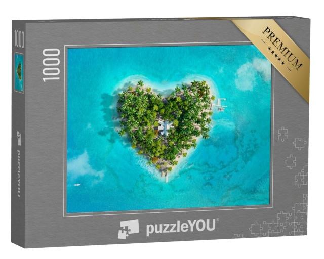 Puzzle de 1000 pièces « Une île tropicale paradisiaque en forme de cœur »