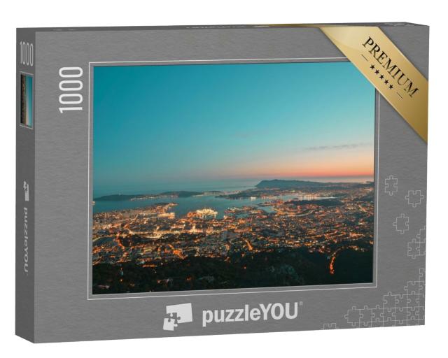 Puzzle de 1000 pièces « Vue de Toulon depuis le Mont Faron au coucher du soleil »