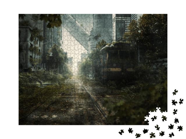 Puzzle de 1000 pièces « Scène urbaine apocalyptique avec des gratte-ciel perdus »
