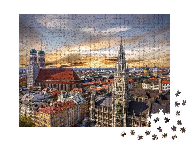 Puzzle de 1000 pièces « Coucher de soleil sur Munich, Allemagne »
