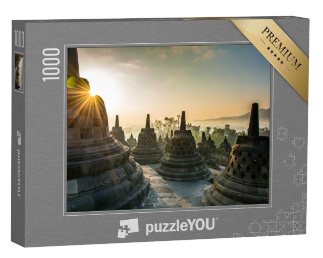 Puzzle de 1000 pièces « Lever de soleil au temple bouddhiste de Borobudur, île de Java, Indonésie »