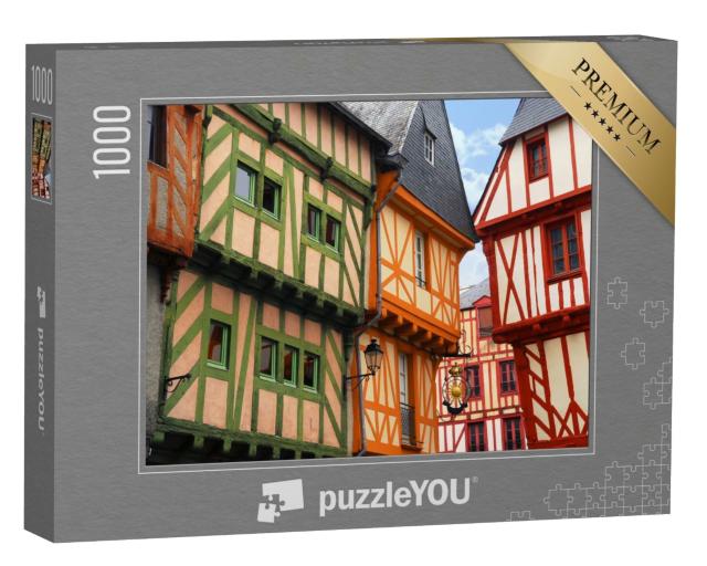 Puzzle de 1000 pièces « Maisons médiévales colorées à Vannes, Bretagne, France »