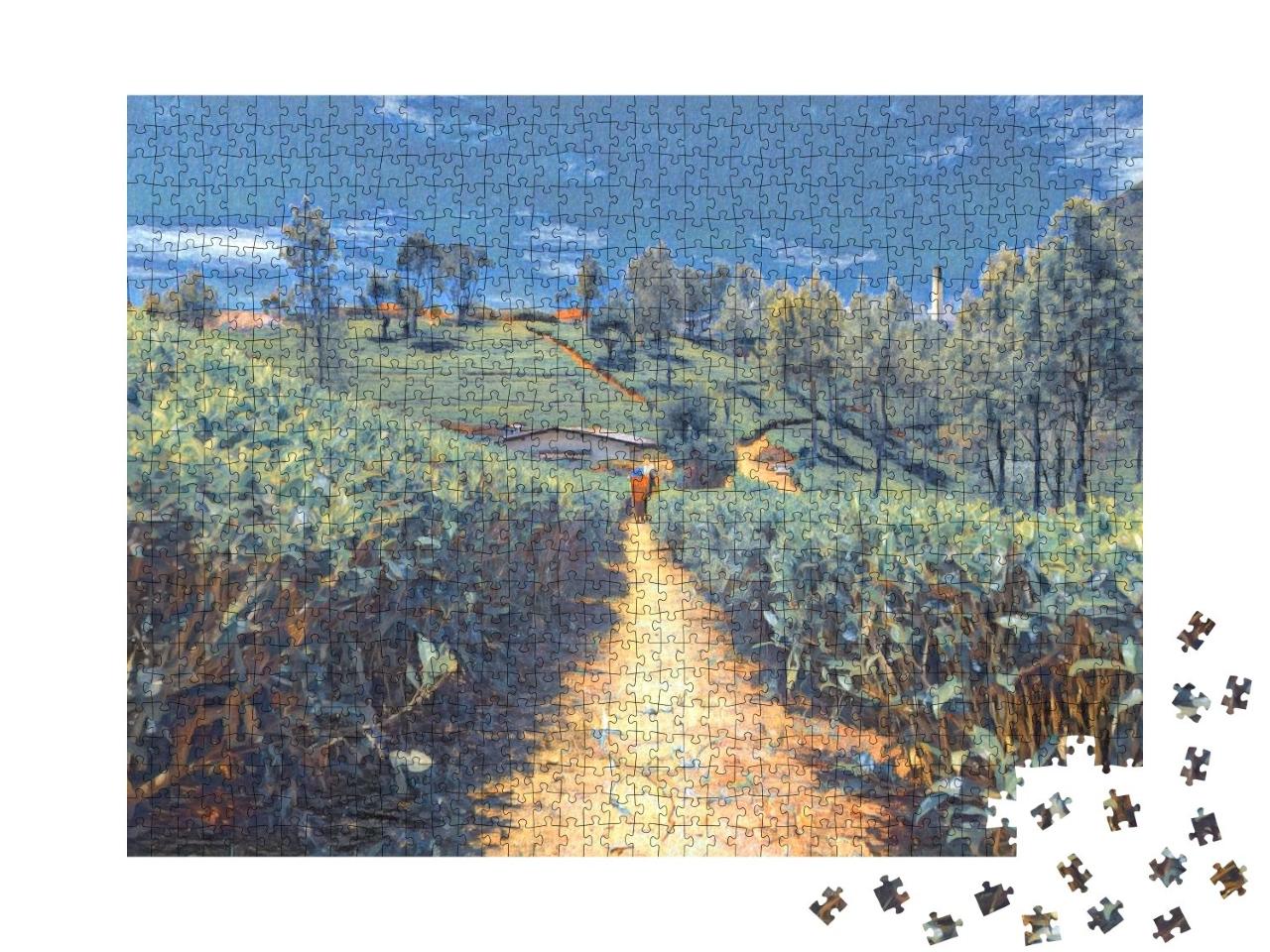 Puzzle de 1000 pièces « dans le style de Paul-Cezanne - plantations de thé et usine au Sri Lanka »