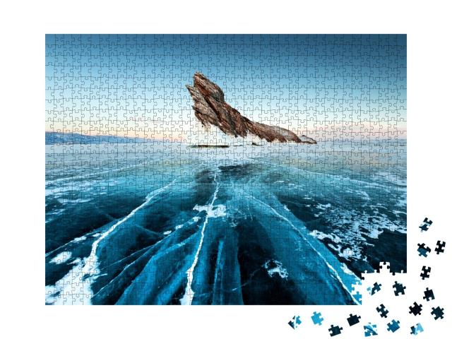 Puzzle de 1000 pièces « Île d'Ogoy sur le lac Baïkal en hiver, Sibérie, Russie »